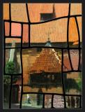 Malbork<br>Chateau moyen  travers une vitre colore