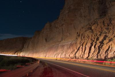 Cliffs and Road at night