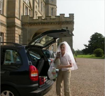 Barbara arriving just in time for her wedding