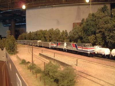 Amtrak trains in full length are also featured.  This is Amtrak's Coast Starlight which runs via Oakland to Seattle and LA.