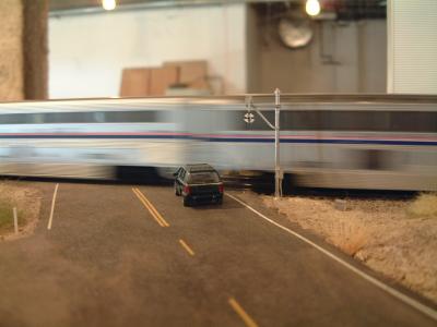 Amtrak Trains rolling across our modular train setup.