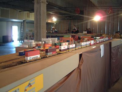 Long APL container stacktrains roll across our large exhibit.