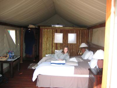 The inside of our honeymoon tent