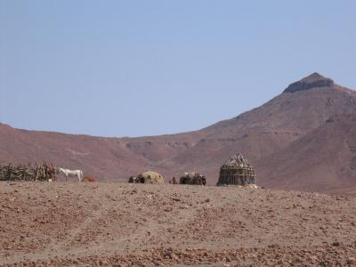 Arriving at the winter settlement of the Himba