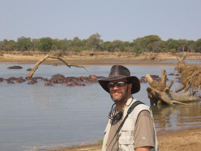 Cynthia's favorite view in Africa! (Jim, not the Hippo)