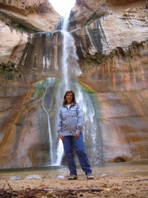 Cynthia, at Calf Creek Falls