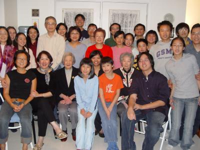 Group photo, before the departure of the Lin's after selling their house, Thanksgiving potluck, 10 October 2004