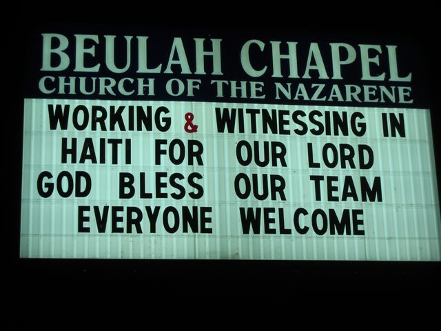 sign at church