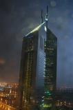 Emirates Towers illuminated by lightning