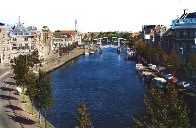 A canal and bridge in Haarlem
