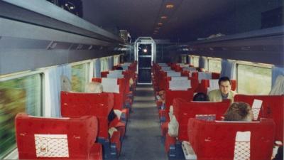 We sat in this car going from Haarlem, the Netherlands to Paris, France. We arrived in Paris at the Gare du Nord station.