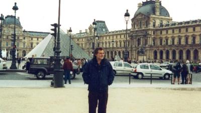 Richard in front of the Louvre. The original structure has a rich architectural history dating back to the 1200's c.e.