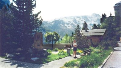 Judy in Murren - Alps are in the background