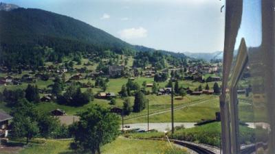 Photo taken from our local train approaching Grindelwald, which is seen in the background.