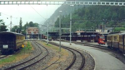 Leaving the Interlaken train station for Zurich. Photo taken from the train. (1)
