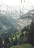 View from a gondola - going from Murren to Gimmelwald