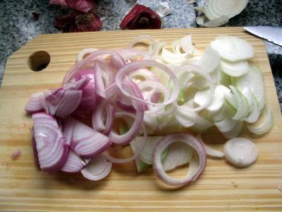 Cortar variedad de cebollas