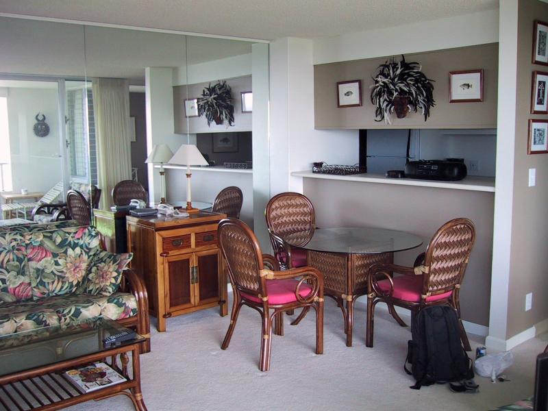 Living room facing kitchen