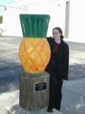 Debbie with a Large Pineapple Sculpture in Downtown Jensen Beach, FL