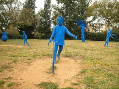 Blue toys, story garden in Holon