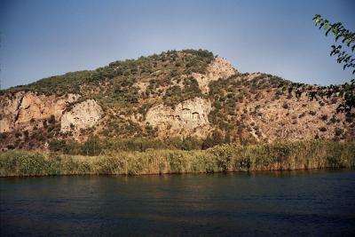 Kaunos rock tombs from boat
