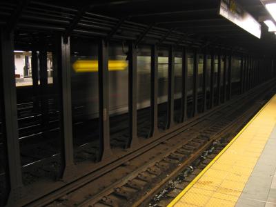A view of the express subway as it goes by us.