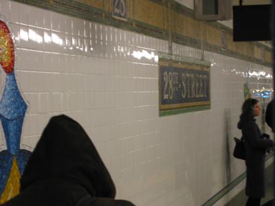 A view of the 28th Street subway wall. The station number are always clearly marked and the walls are usually very clean.
