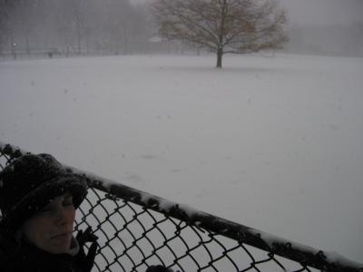 Central Park's Sheep Meadow. There were some people playing in the snow but not many.