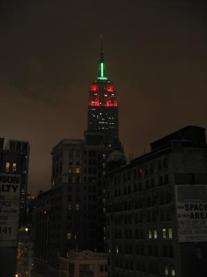 A view of the Empire State Building from our hotel window at night.