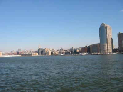 The Empire State Building is barely visible from as we head up the Hudson River.