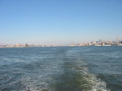 A distant view of the southern edge of lower Manhattan.