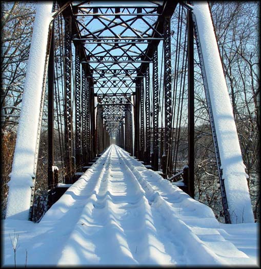Abandoned Railroad Bridge in the Snow