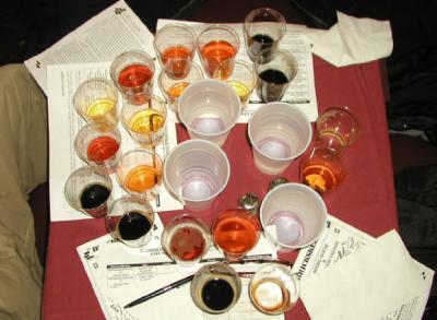 A rainbow of beer samples