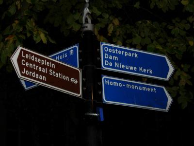 Street signs illustrating Amsterdam's tolerant atmosphere.