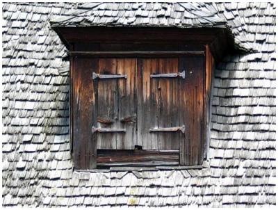 old wooden roof and window