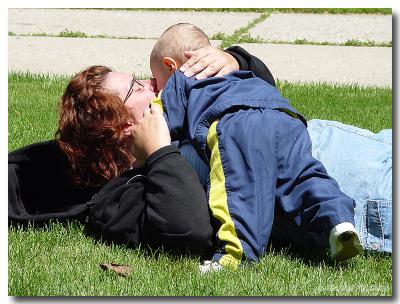 Giving mommy a kiss