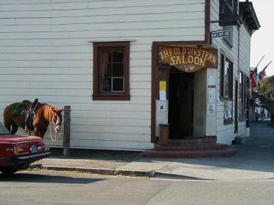 Yep, a real horse parked outside of the town Saloon
