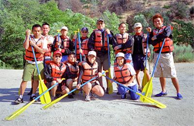The crew get ready for the level 4 rafting.
