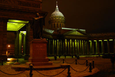 S85 Exhibition because shot was taken a week too early. Kazan Cathedral, St. Petersburg, Russia. Used wifes head as tripod.