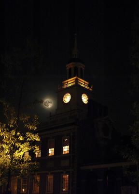 Independence Hall moon from Houston