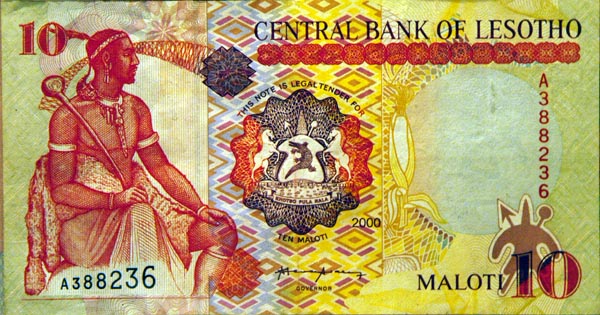 Like Swaziland, Lesotho issues it's own currency, the Maloti, which is pegged to the Rand