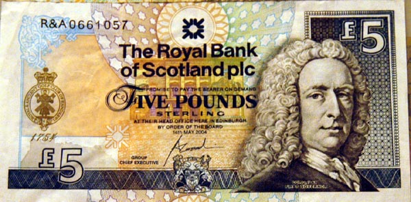 Royal Bank of Scotland 5 Pound Note