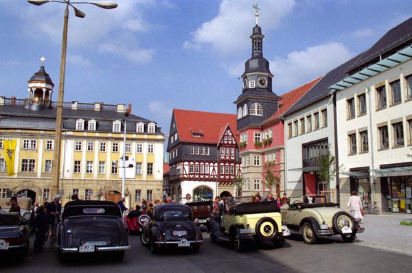 Marktplatz, Eisenach, hosting an antique car ralley