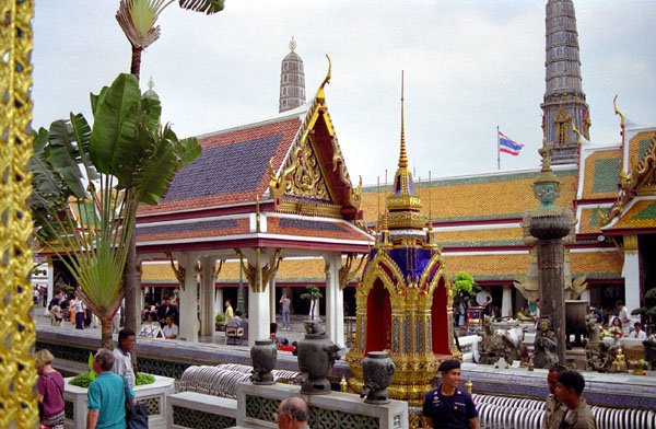 The offerings pavilions in front of the Temple of the Emerald Buddha