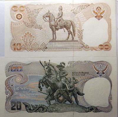 Thai 10 and 20 Baht notes