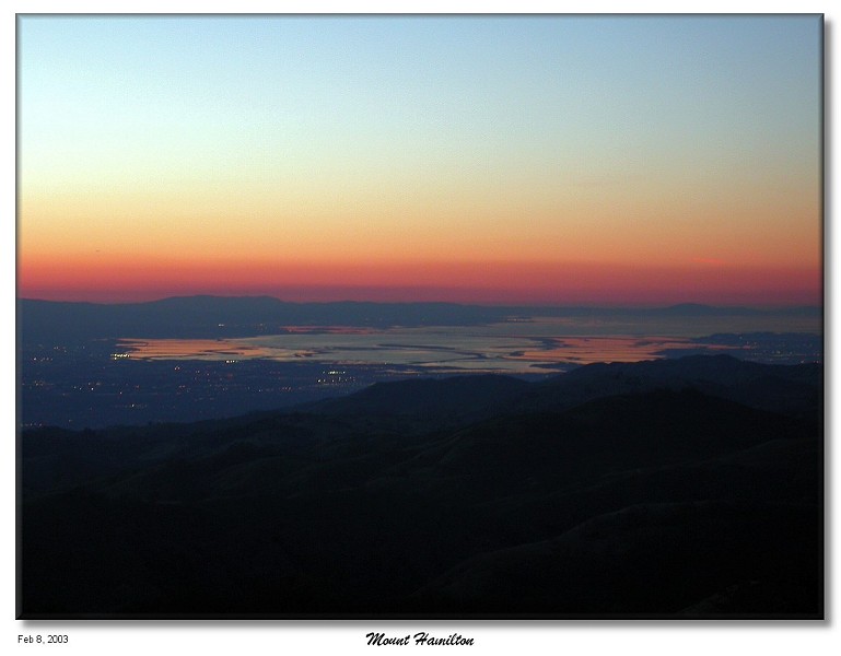Sunset view of the Bay from Mount Hamilton