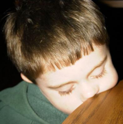 Falling asleep at the table...ouch!