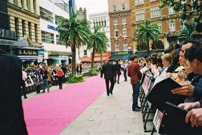 Looking down the pink carpet.