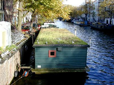 A houseboat in a canal.