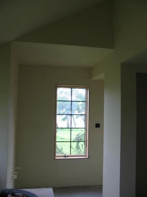 Gus has been very busy painting - here's the master bath in Navajo White